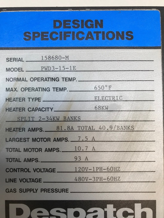 despatch cure oven